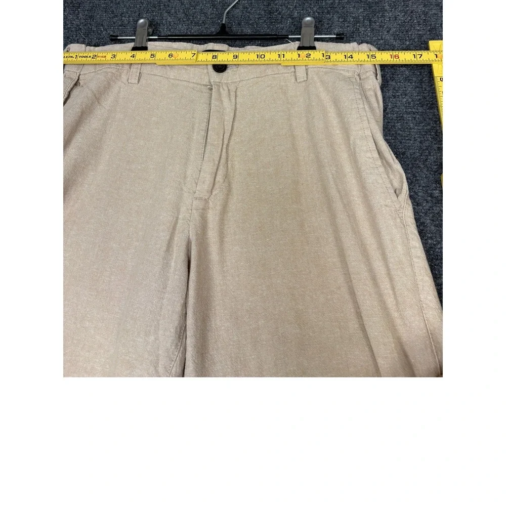 Banana Republic Linen Blend Pants Women 33x30 Beige Straight Leg Trousers
